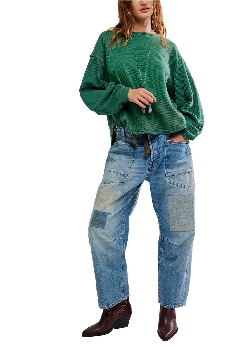 Free People Total Eclipse Oversize T-Shirt, Alternate, color, Pine Forest