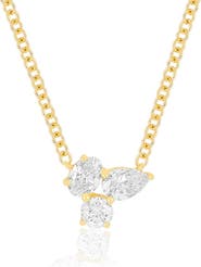 EF Collection Triple Diamond Cluster Pendant Necklace