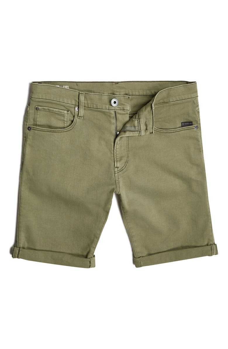 G-STAR 3301 Slim Fit Denim Shorts, Alternate, color, Faded Shamrock Gold