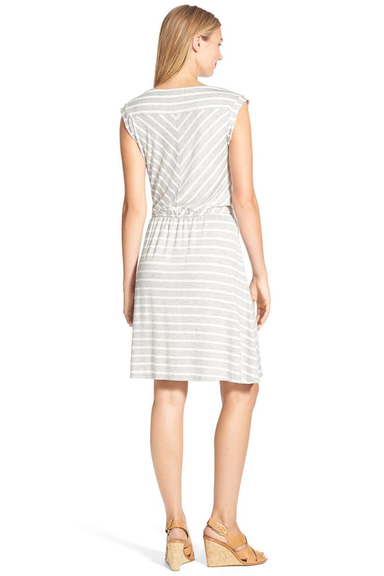 Gibson Stripe Knit A-Line Dress, Alternate, color, HEATHER GREY/ IVORY