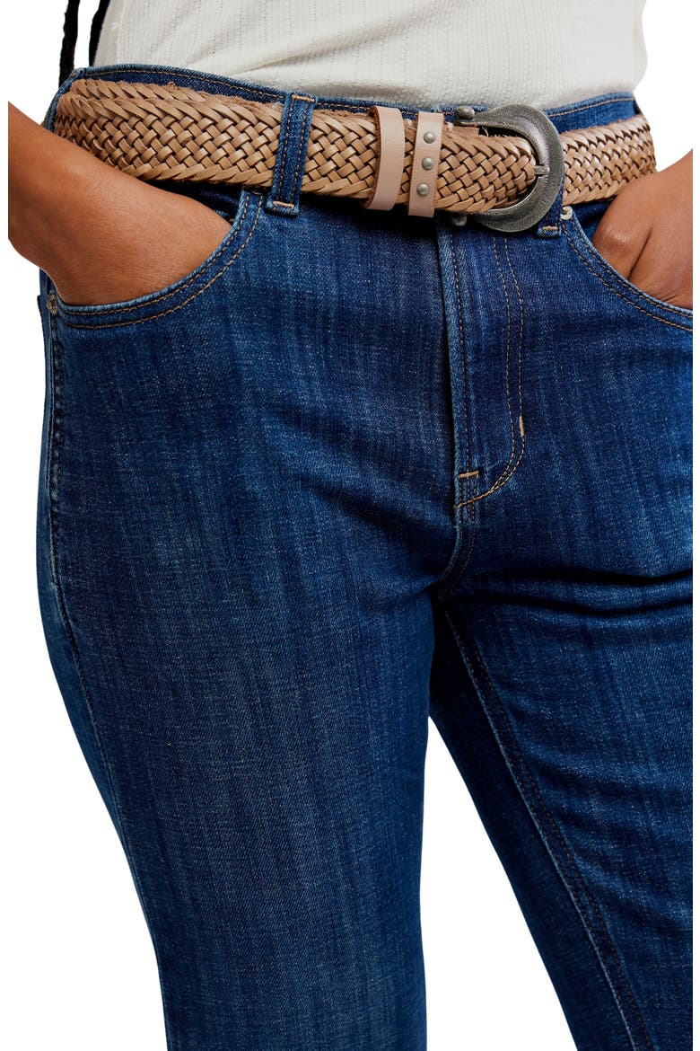 Double Knot High Waist Straight Leg Jeans, Alternate, color, AEGEAN
