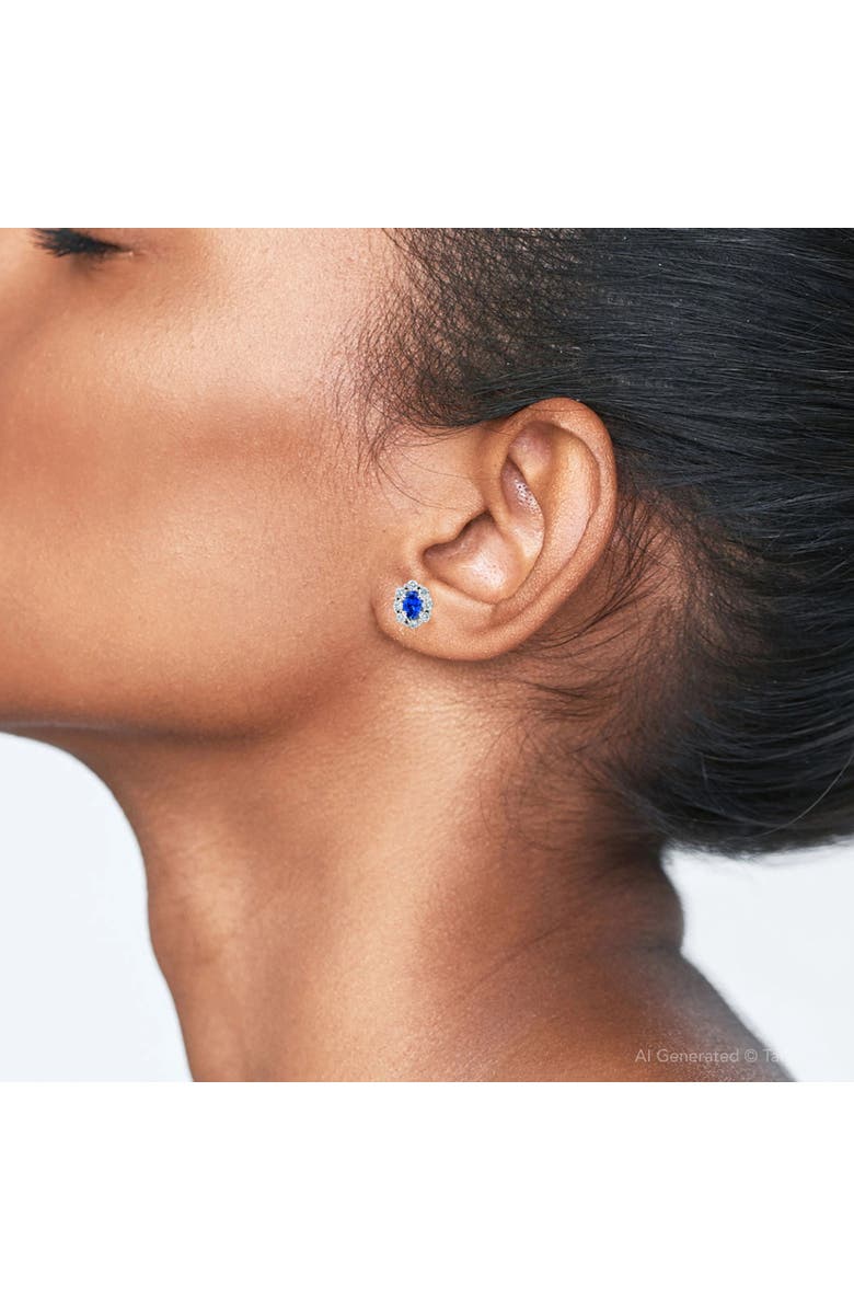 Bliss Diamond 3.10 Ct Blue Sapphire & Diamond Halo Studs 14k Gold Lab Grown, Alternate, color, 