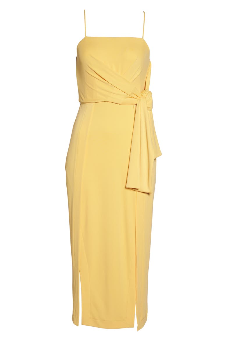 Recollect Slinky Side Tie Midi Dress, Alternate, color, HONEY