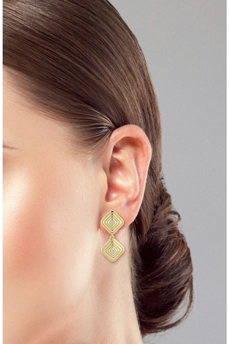 Cubic Zirconia Diamond Drop Earrings, Alternate, color, GOLD
