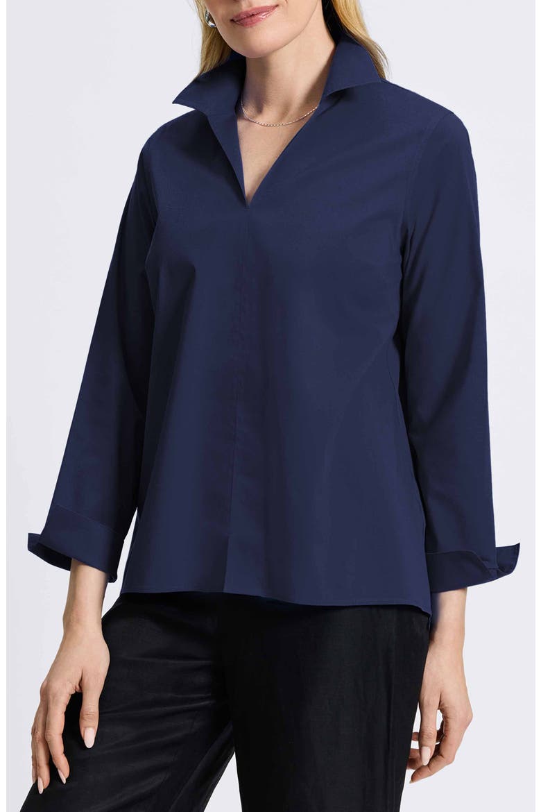 Agnes Split Cuff Popover Blouse, Main, color, NAVY