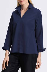 Foxcroft Agnes Split Cuff Popover Blouse