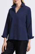 Foxcroft Agnes Split Cuff Popover Blouse