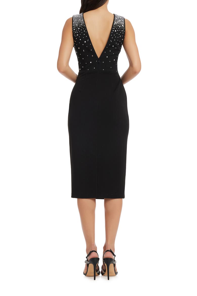 Emily Beaded Side Ruffle Cocktail Dress, Alternate, color, BLACK-SILVER