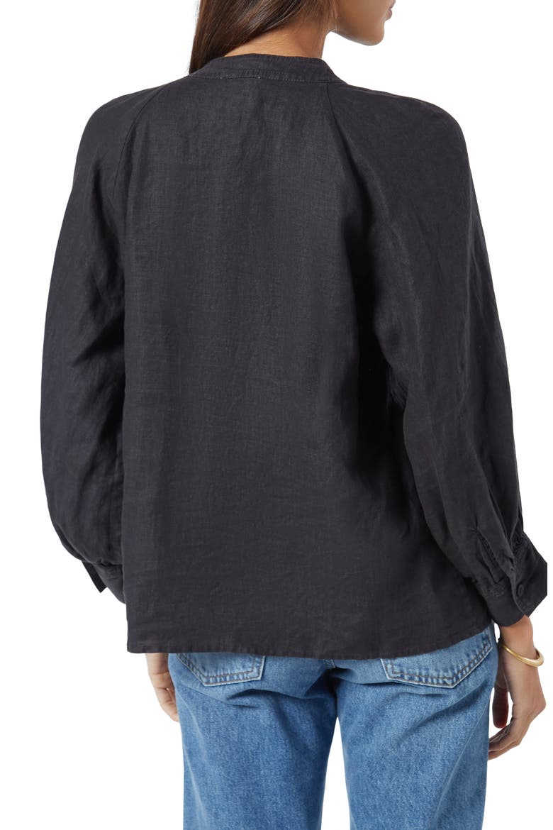 Perci Linen Popover Blouse, Alternate, color, CAVIAR
