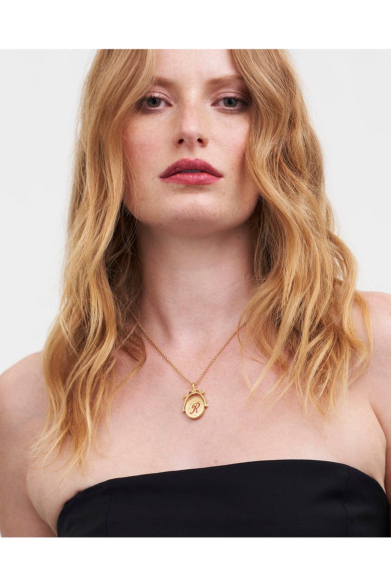 R Initial Rose Gold Spinner Chain Necklace, Alternate, color, Gold