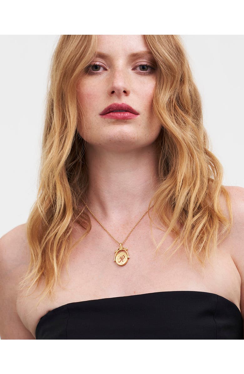 Fable England R Initial Rose Gold Spinner Chain Necklace, Alternate, color, Gold