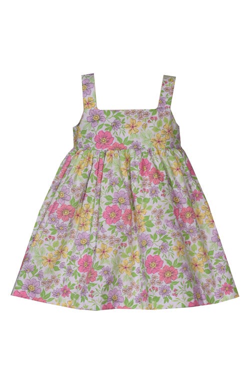 Shop Gerson & Gerson Floral Print Smocked Cotton Sundress In Green