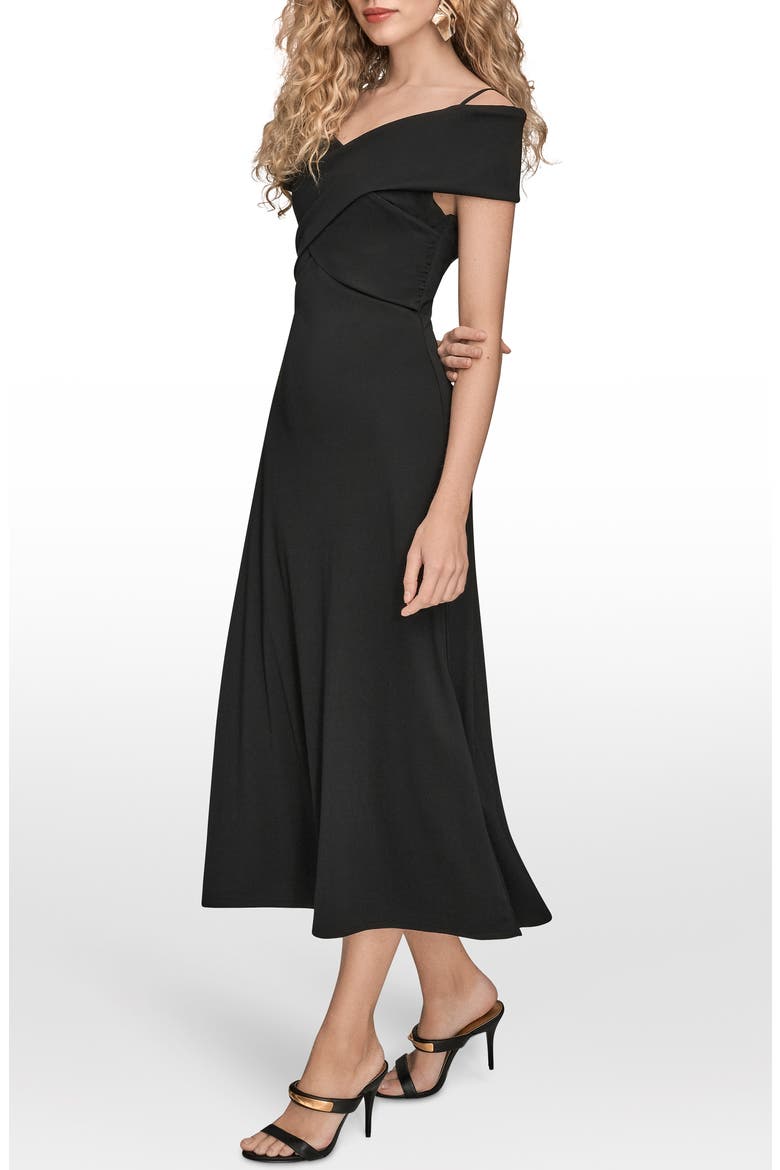 Off the Shoulder Midi Dress, Alternate, color, BLACK