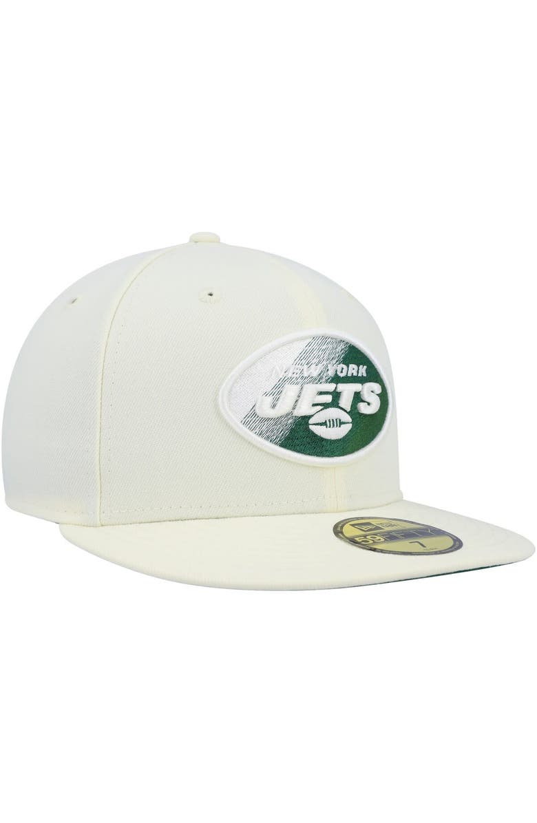 New Era Men's New Era Cream New York Jets Chrome Color Dim 59FIFTY Fitted Hat, Alternate, color, 