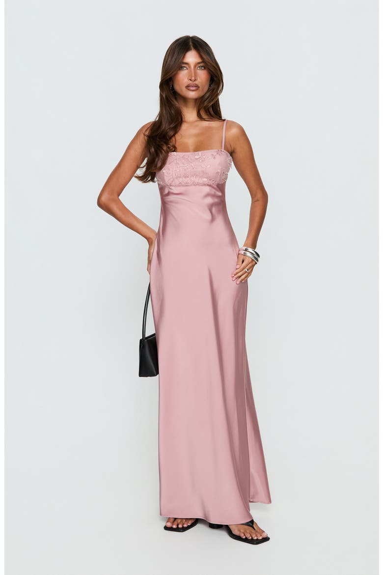 Engracia Sequin Sleeveless Satin Gown, Alternate, color, PINK