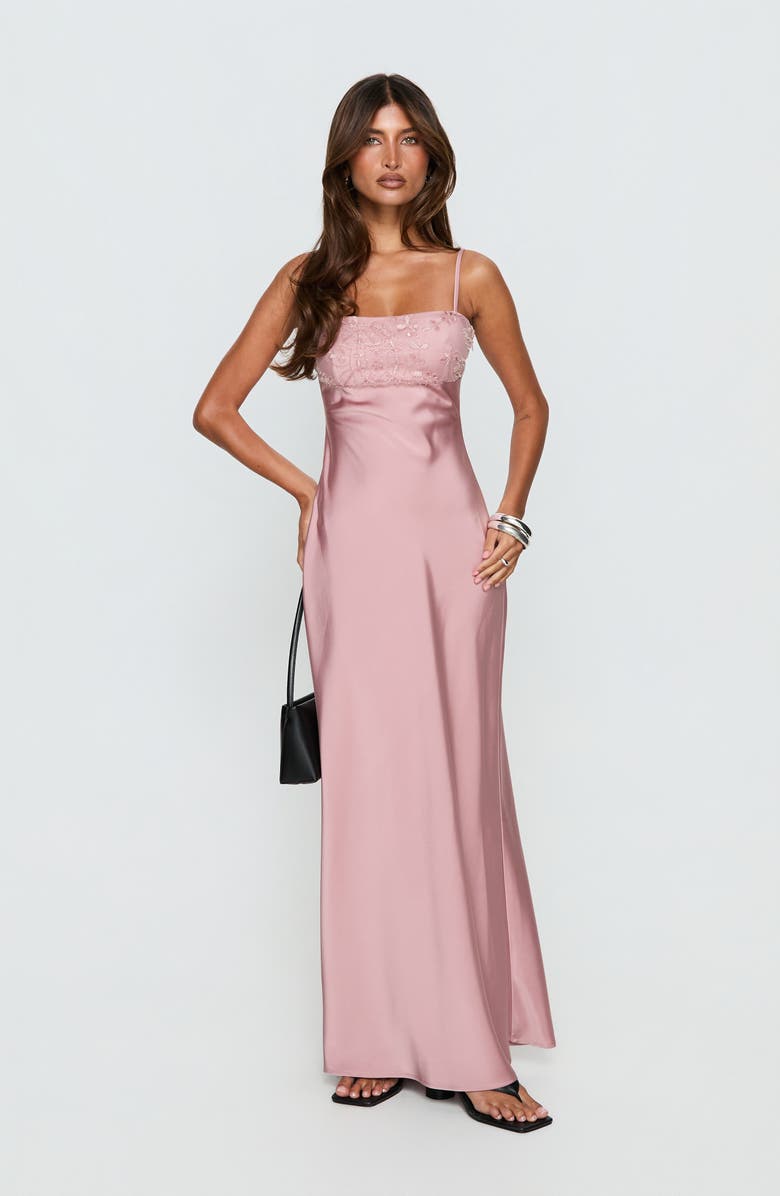 Princess Polly Engracia Sequin Sleeveless Satin Gown, Alternate, color, 