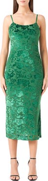 Endless Rose Velvet Floral Midi Slipdress