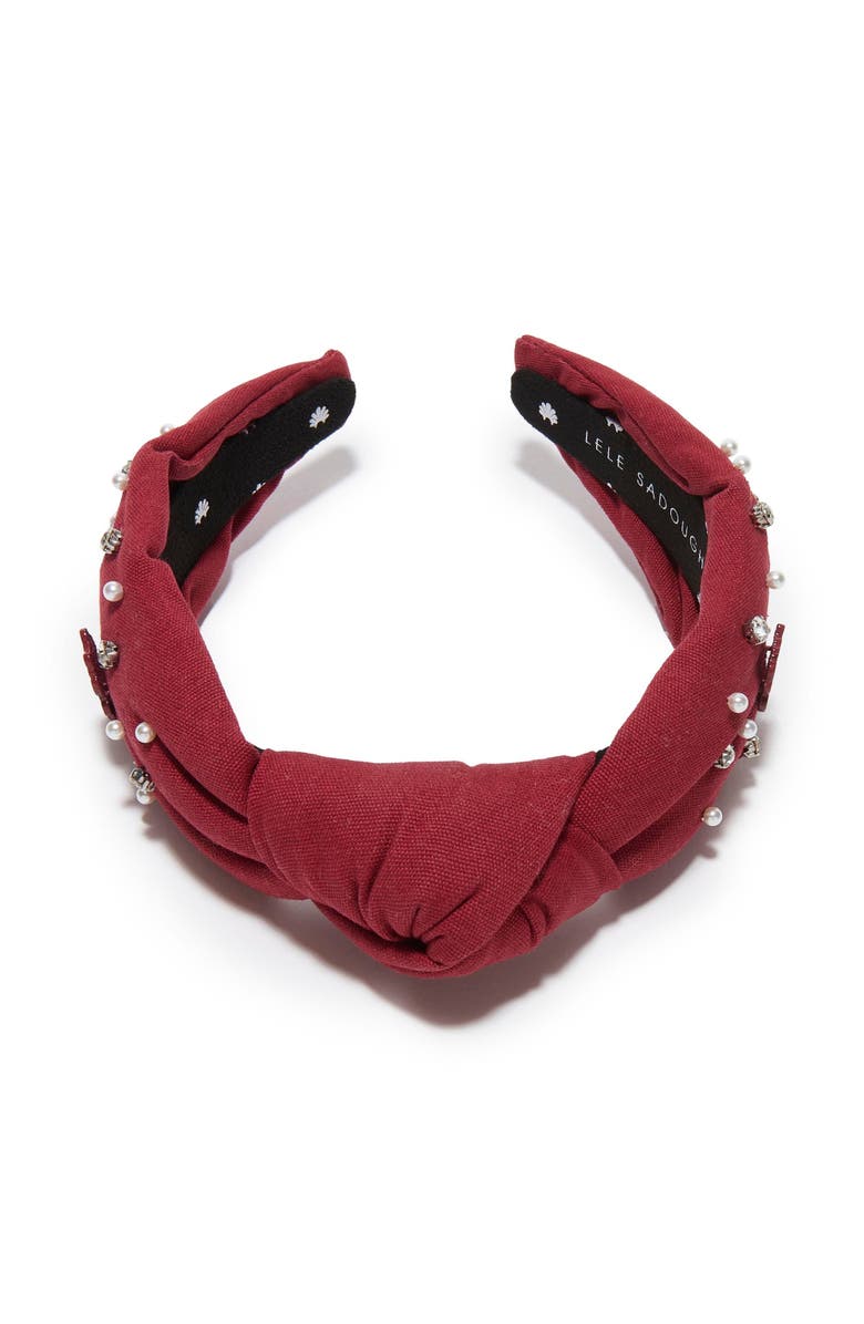 Lele Sadoughi Pi Beta Phi Knotted Headband, Alternate, color, Wine 600