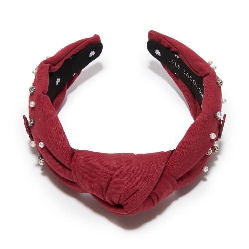 Lele Sadoughi Pi Beta Phi Knotted Headband In Burgundy