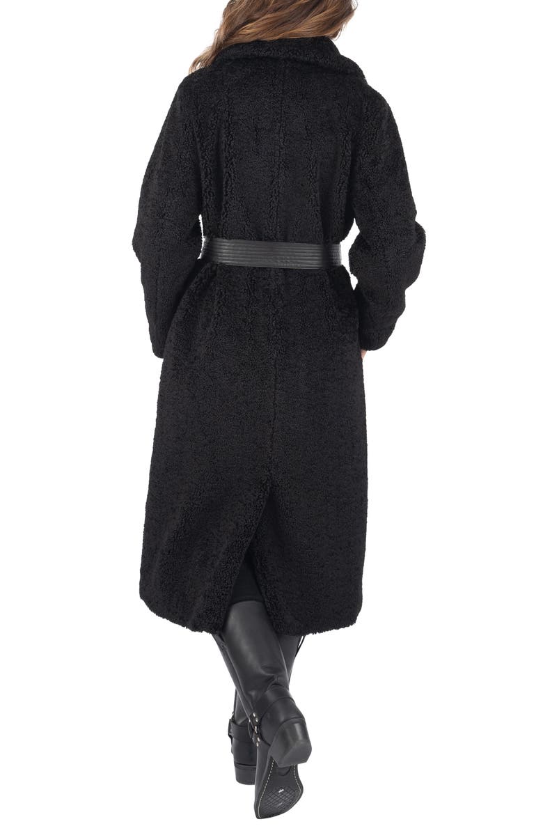 Frye Faux Leather Belted Faux Shearling Coat, Alternate, color,