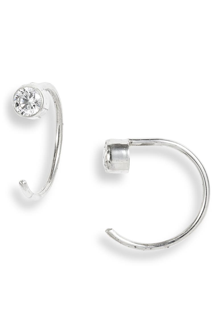 Mila Huggie Hoop Earrings, Main, color, SILVER