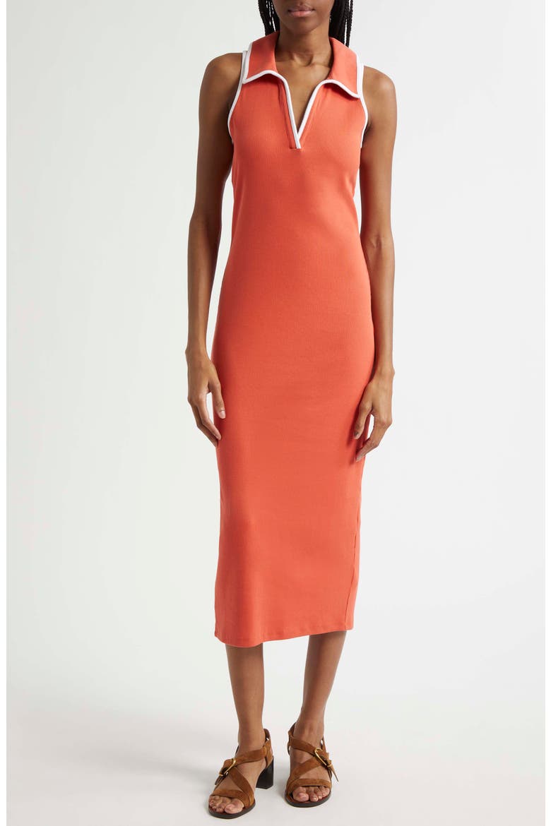 Darien Stretch Cotton Polo Dress, Main, color, PERSIMMON