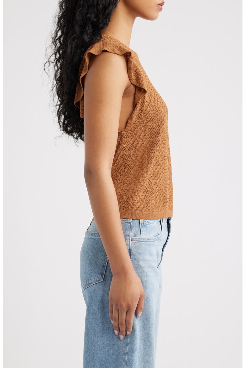 Margo Mixed Stitch Knit Top, Alternate, color, DESERT BROWN