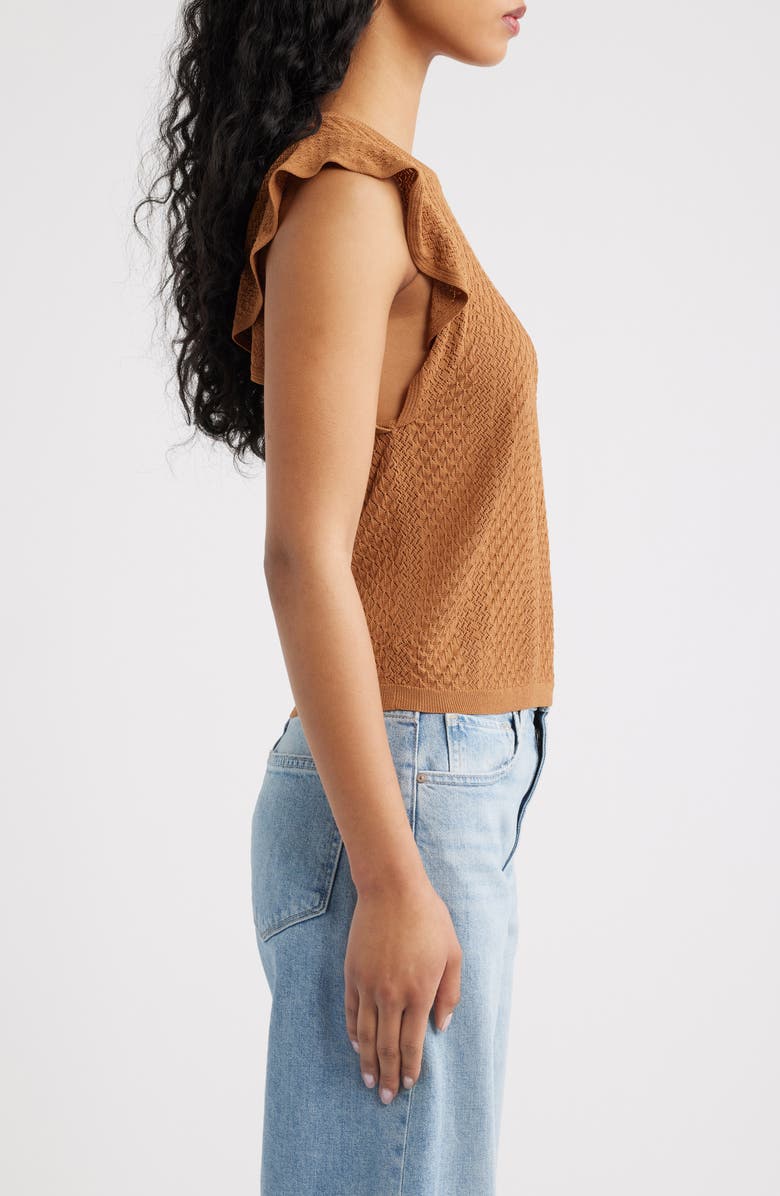 PAIGE Margo Mixed Stitch Knit Top, Alternate, color, Desert Brown