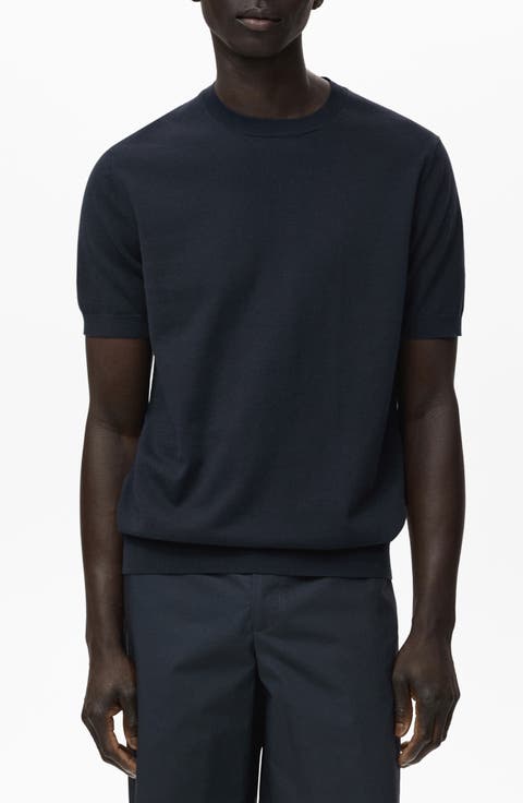 Short Sleeve Cotton Crewneck Sweater