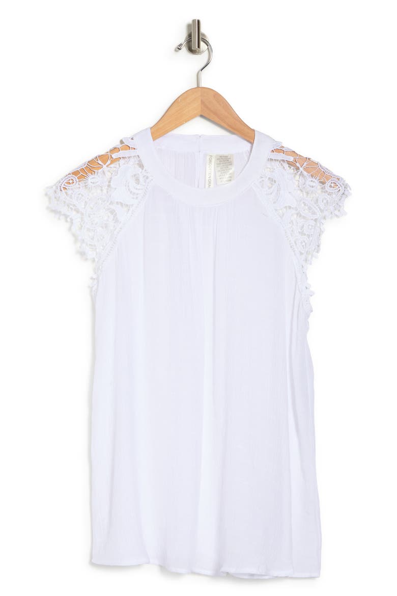 Crochet Cap Sleeve Blouse, Alternate, color, WHITE