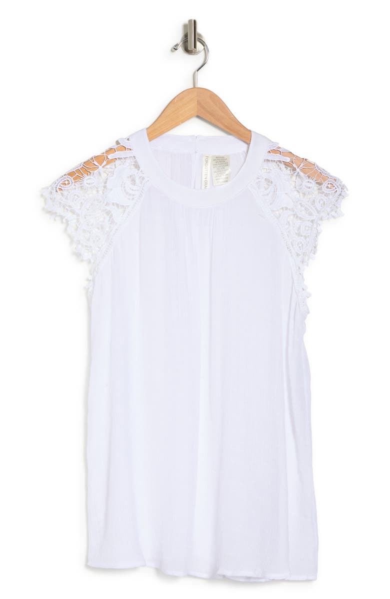 Forgotten Grace Crochet Cap Sleeve Blouse, Alternate, color, White