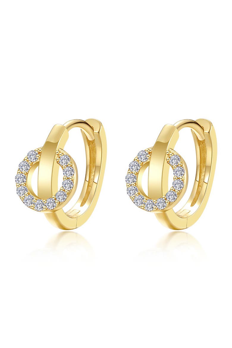 Interlocking Simulated Diamond Huggie Hoop Earrings, Main, color, GOLD/ WHITE