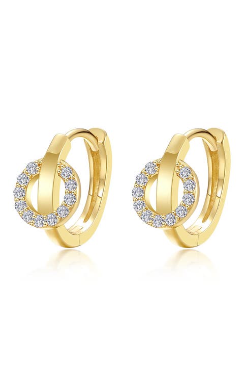Interlocking Simulated Diamond Huggie Hoop Earrings
