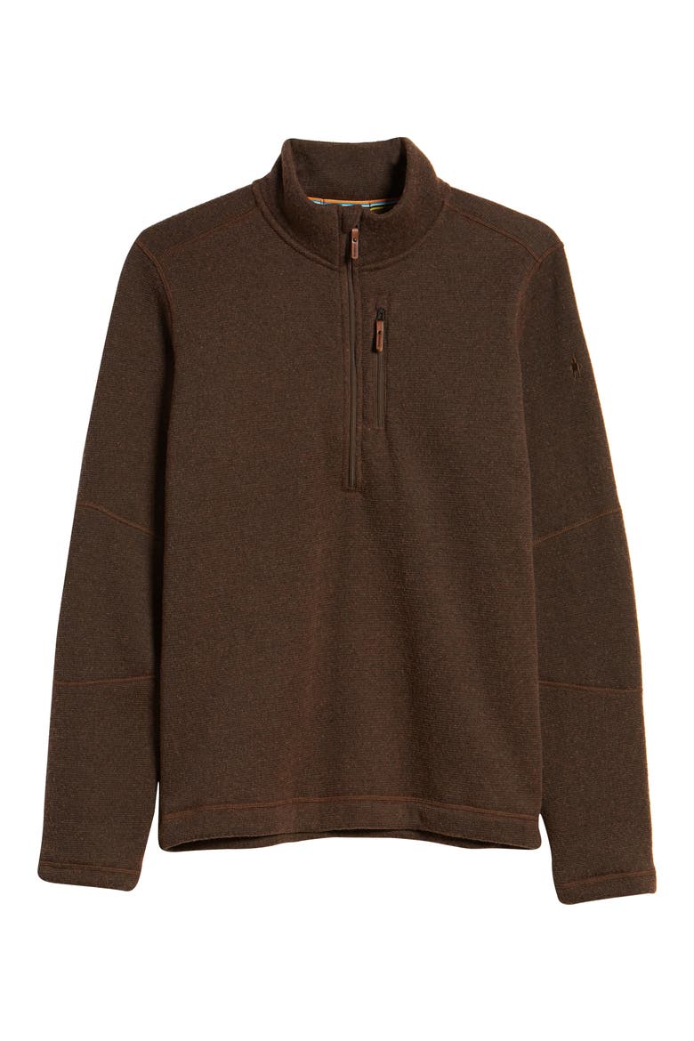 Hudson Trail Regular Fit Fleece Half-Zip Sweater, Alternate, color, BOURBON HEATHER