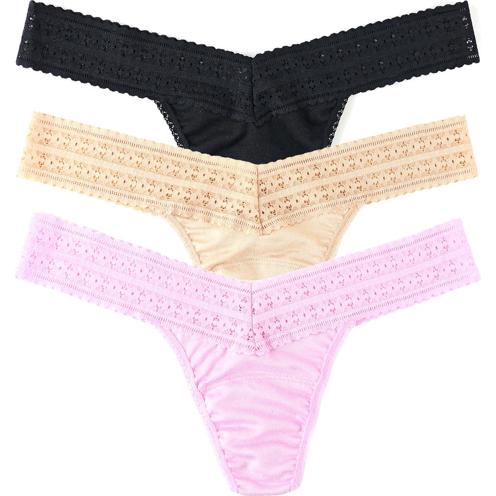 Hanky Panky DreamEase™ Assorted 3-Pack Low Rise Thongs in Ivy/pink Ruby/electric Purple