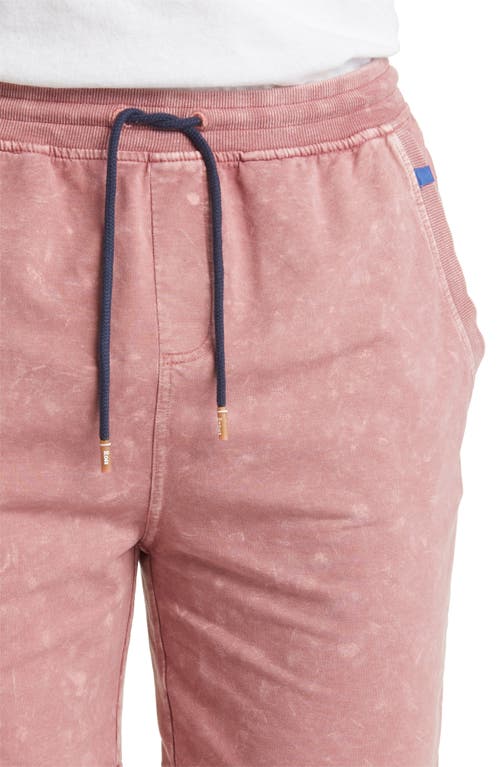 Stone Rose Acid Wash Fleece Drawstring Shorts In Dusty Rose
