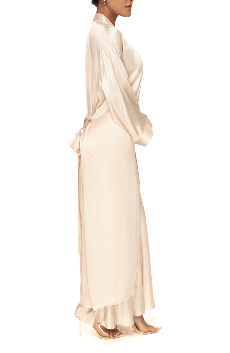 JLUXLABEL Forever & Always Satin Robe, Alternate, color, Beige
