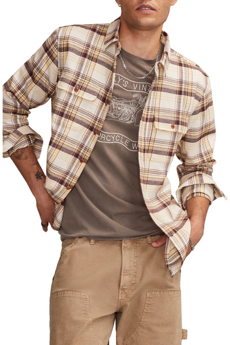 Cloud Soft Plaid Flannel Button-Up Shirt, Main, color, TAN MULTI