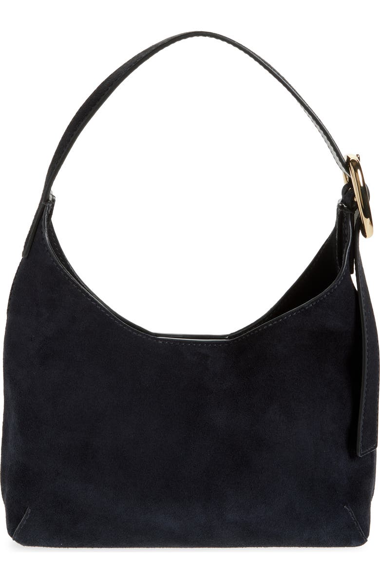 Madewell The Sculptural Buckle Suede Shoulder Bag, Main, color, Juniper Berry