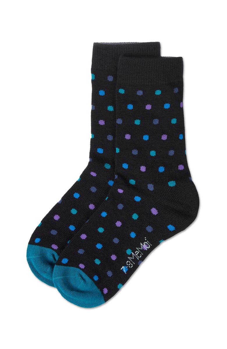 MeMoi Colorful Dot-Patterned Crew Sock, Alternate, color, Black