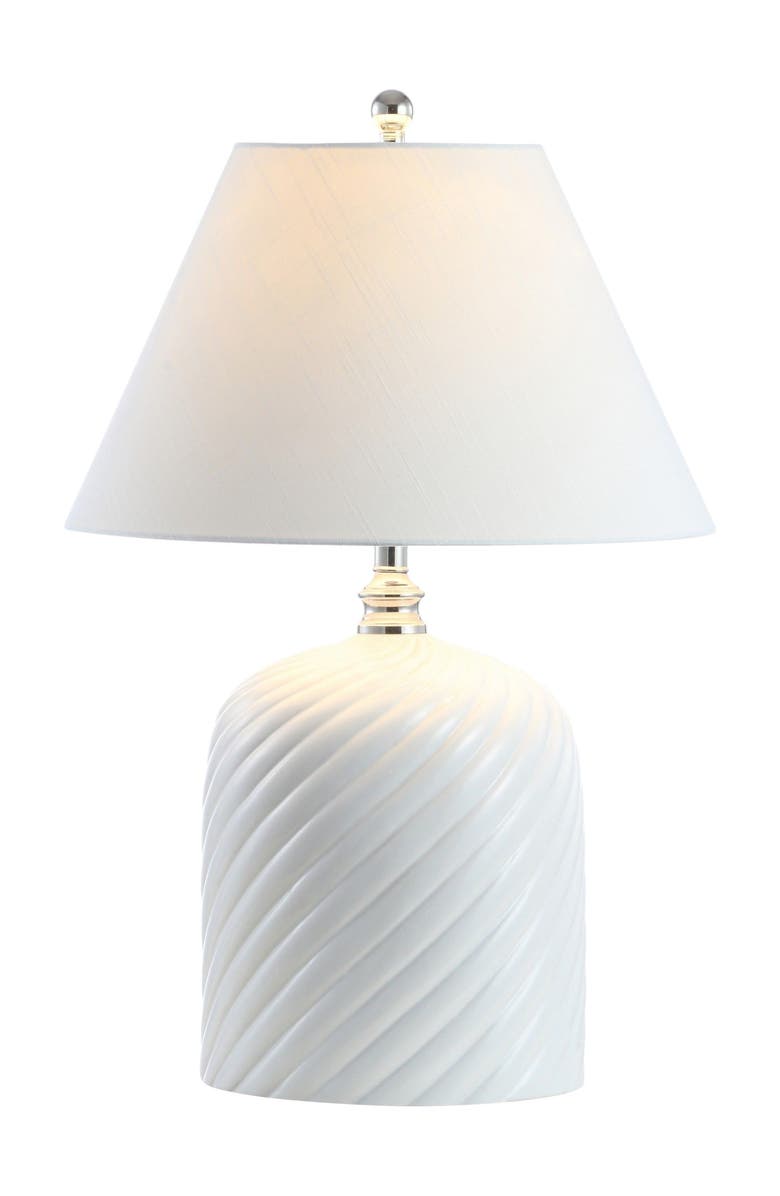 JONATHAN Y Serge Swirl 28.5" Ceramic Bohemian Glam LED Table Lamp, White, Main, color, White