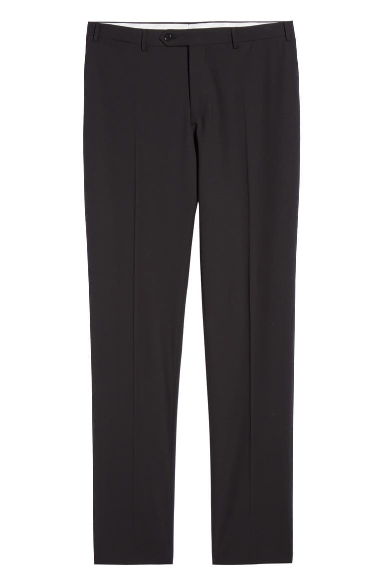 Flat Front Classic Fit Solid Stretch Wool Dress Pants, Alternate, color, BLACK
