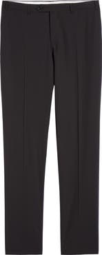 Canali Flat Front Classic Fit Solid Stretch Wool Dress Pants