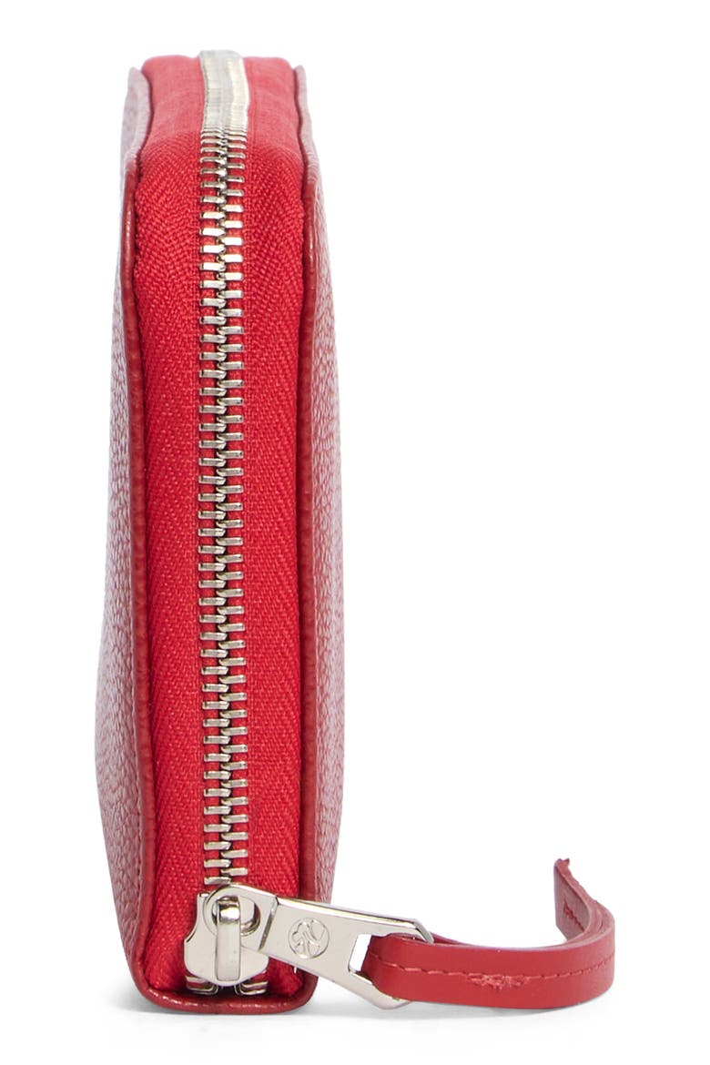 Leather Zip Wallet, Alternate, color, VERMILION