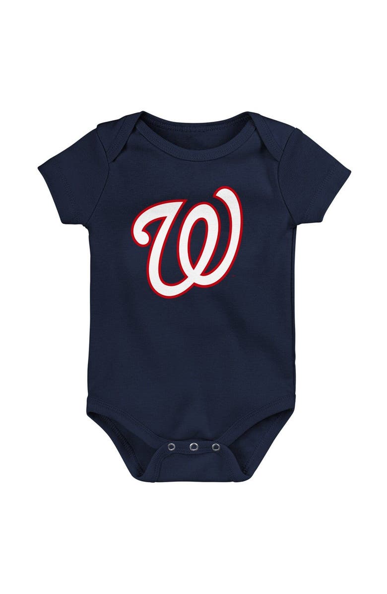 Outerstuff Infant Navy/White/Heather Gray Washington Nationals Biggest Little Fan 3-Pack Bodysuit Set, Alternate, color, Navy