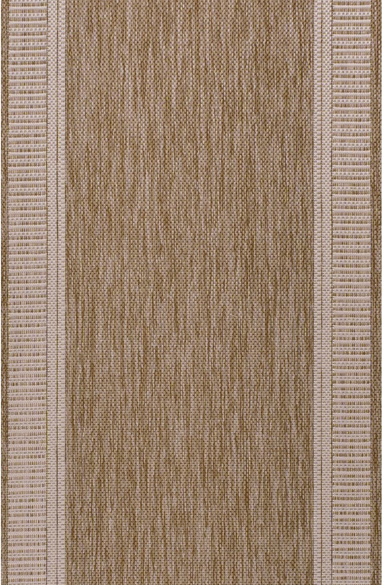 JONATHAN Y Hali Coastal Casual Wide Stripe Border Indoor/Outdoor Area Rug, Main, color, Beige/Cream