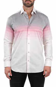 Maceoo Fibonacci Jacqdegrade Pink Contemporary Fit Button-Up Shirt