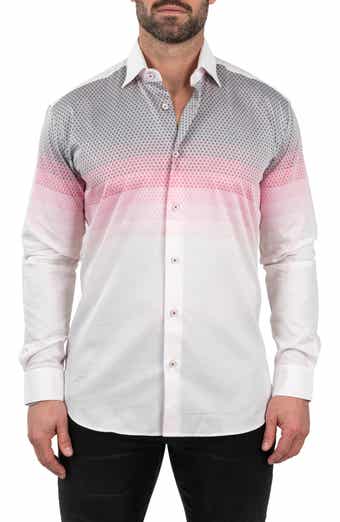 Maceoo Fibonacci Jacqdegrade Pink Contemporary Fit Button-Up Shirt