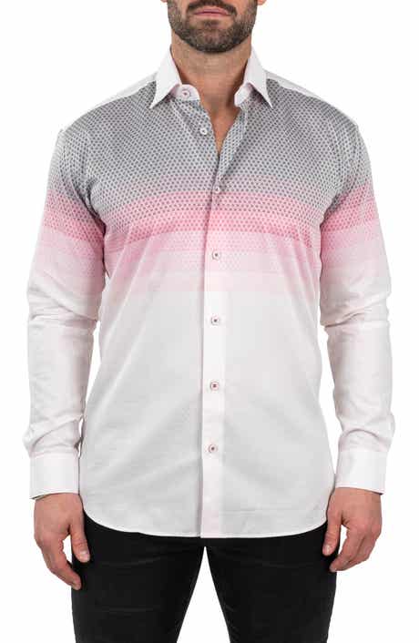 Maceoo Fibonacci Jacqdegrade Pink Contemporary Fit Button-Up Shirt