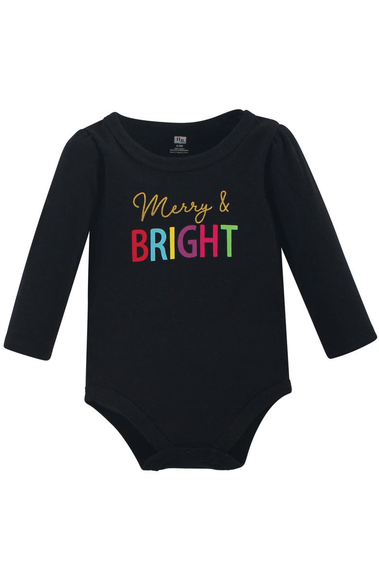 Hudson Baby Soft Cotton Collection Bodysuit, Pants, and Footwear Collection, Alternate, color, Merry 
Bright